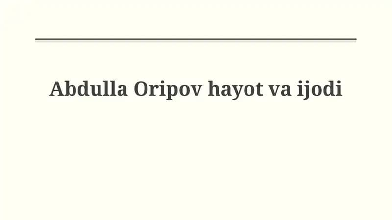 Abdulla Oripov hayotvaijodi
