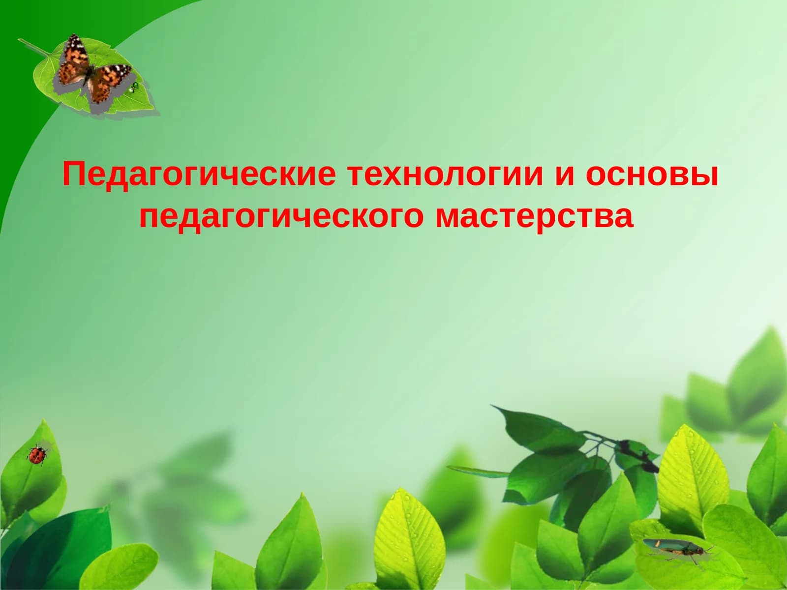 Педагогические технологии и основы педагогического мастерства