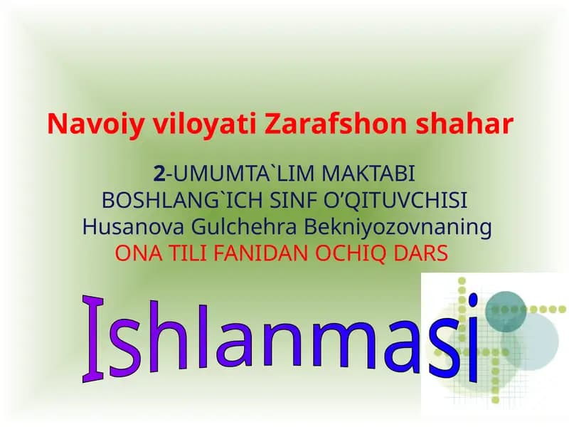 So'zturkumlari Ishlanmasi