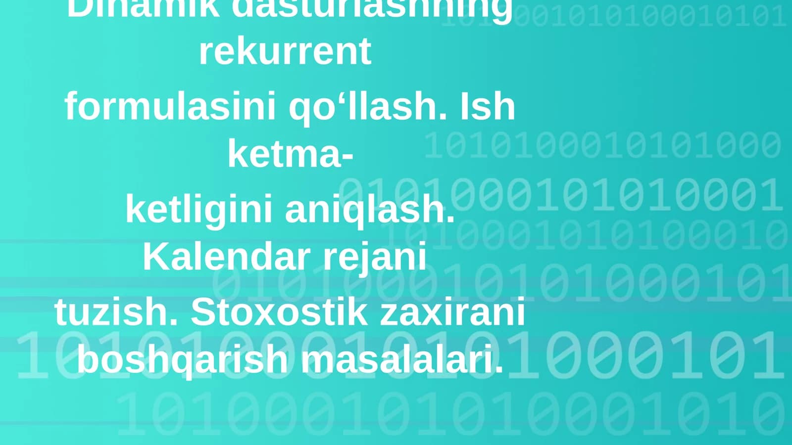 Zaxirani boshqarish masalasi