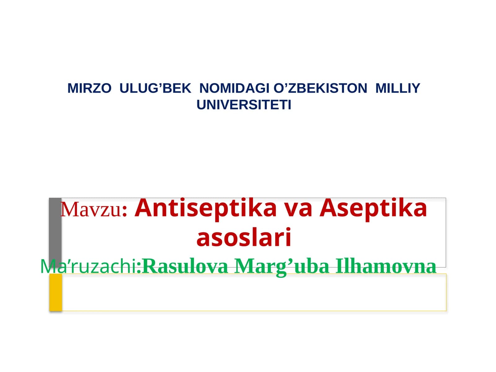 Antiseptika va Aseptika asoslari