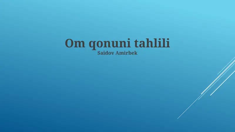 Om qonuni tahlili