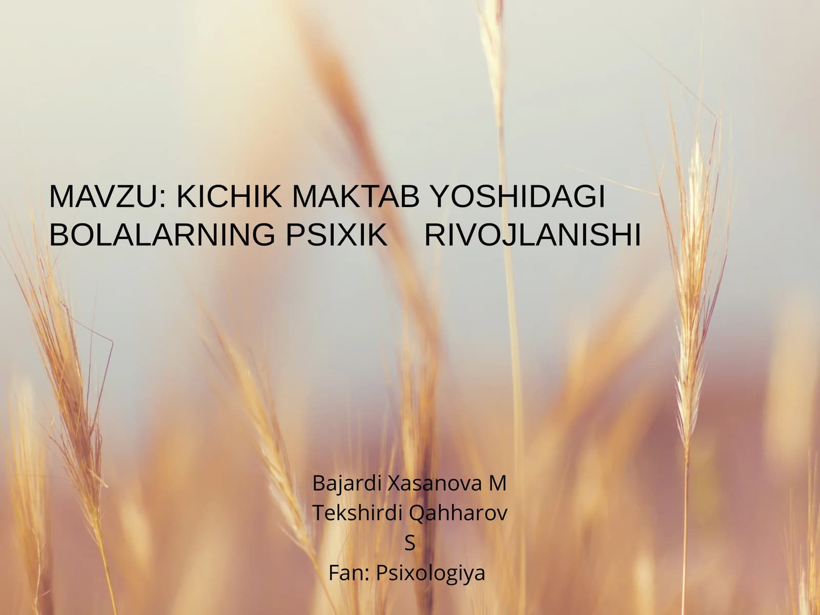 KICHIK MAKTAB YOSHIDAGI BOLALARNING PSIXIK RIVOJLANISHI