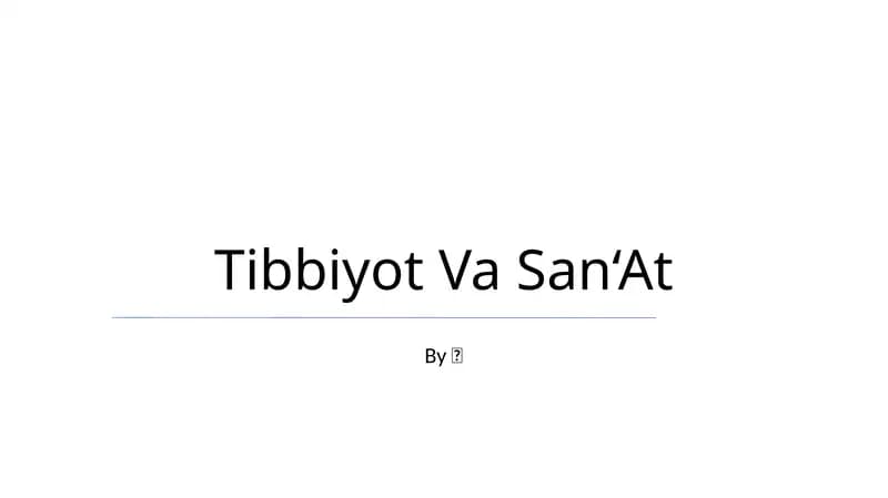 Tibbiyot Va San‘At