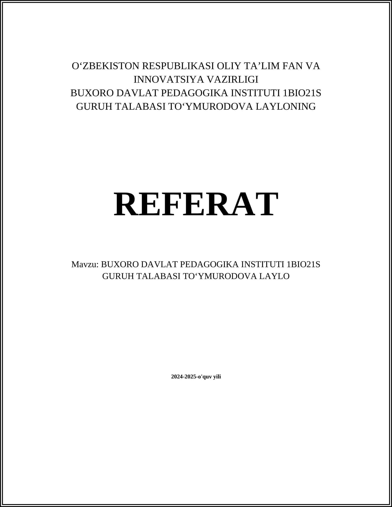 Buxoro Davlat Pedagogika Instituti Tarixi