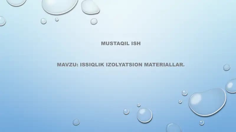 Issiqlik izolyatsion materiallar