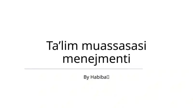Ta’lim muassasasi menejmenti