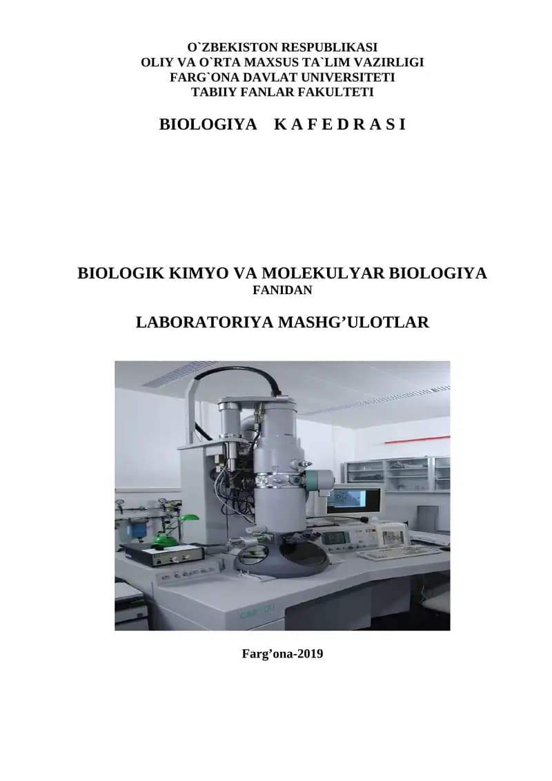 Biologiya laboratoriya mashg'ulotlari