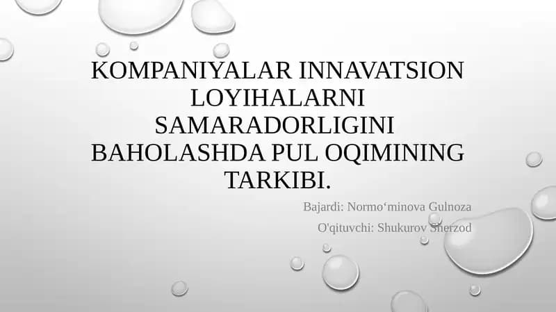 Pul oqimining tarkibi