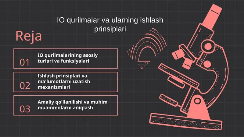 IO qurilmalarining asosiy turlari va funksiyalari