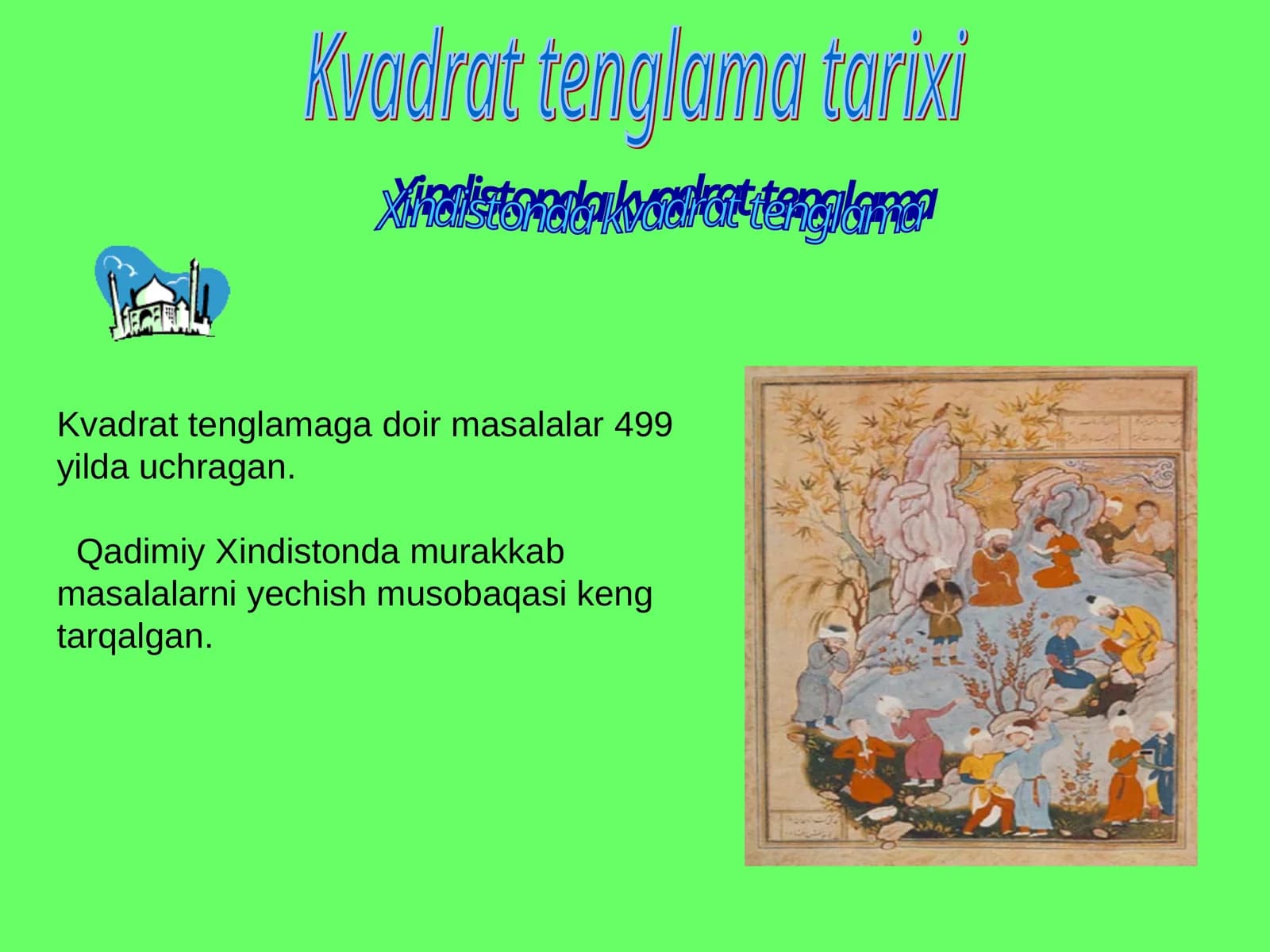 Kvadrat tenglamaga doir masalalar