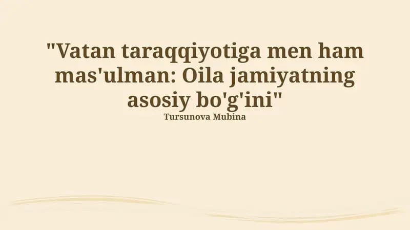 Oilaning jamiyatdagi o'rni
