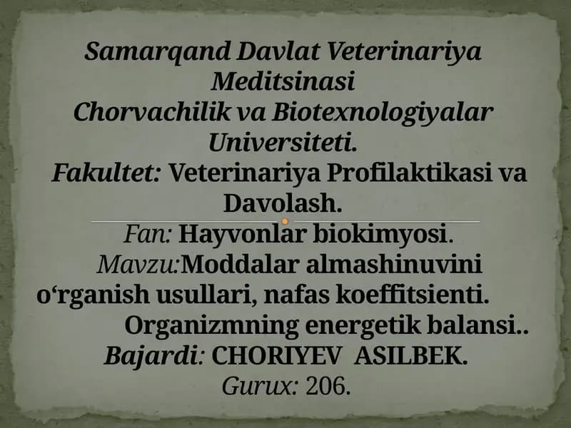 Hayvonlar biokimyosi