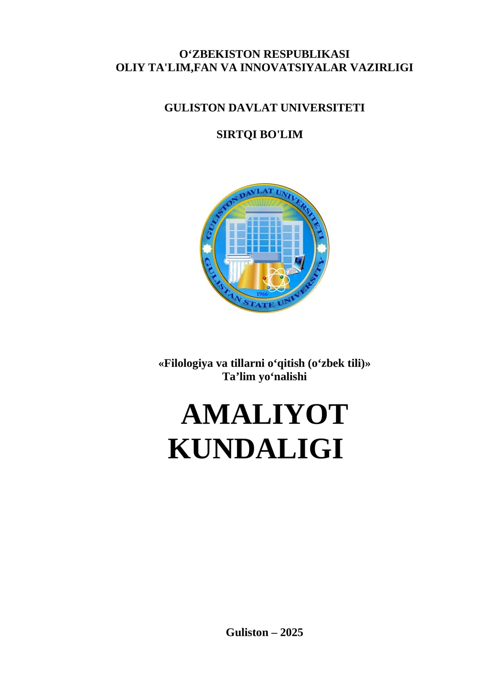 Filologiya va tillarni o‘qitish (o‘zbek tili)