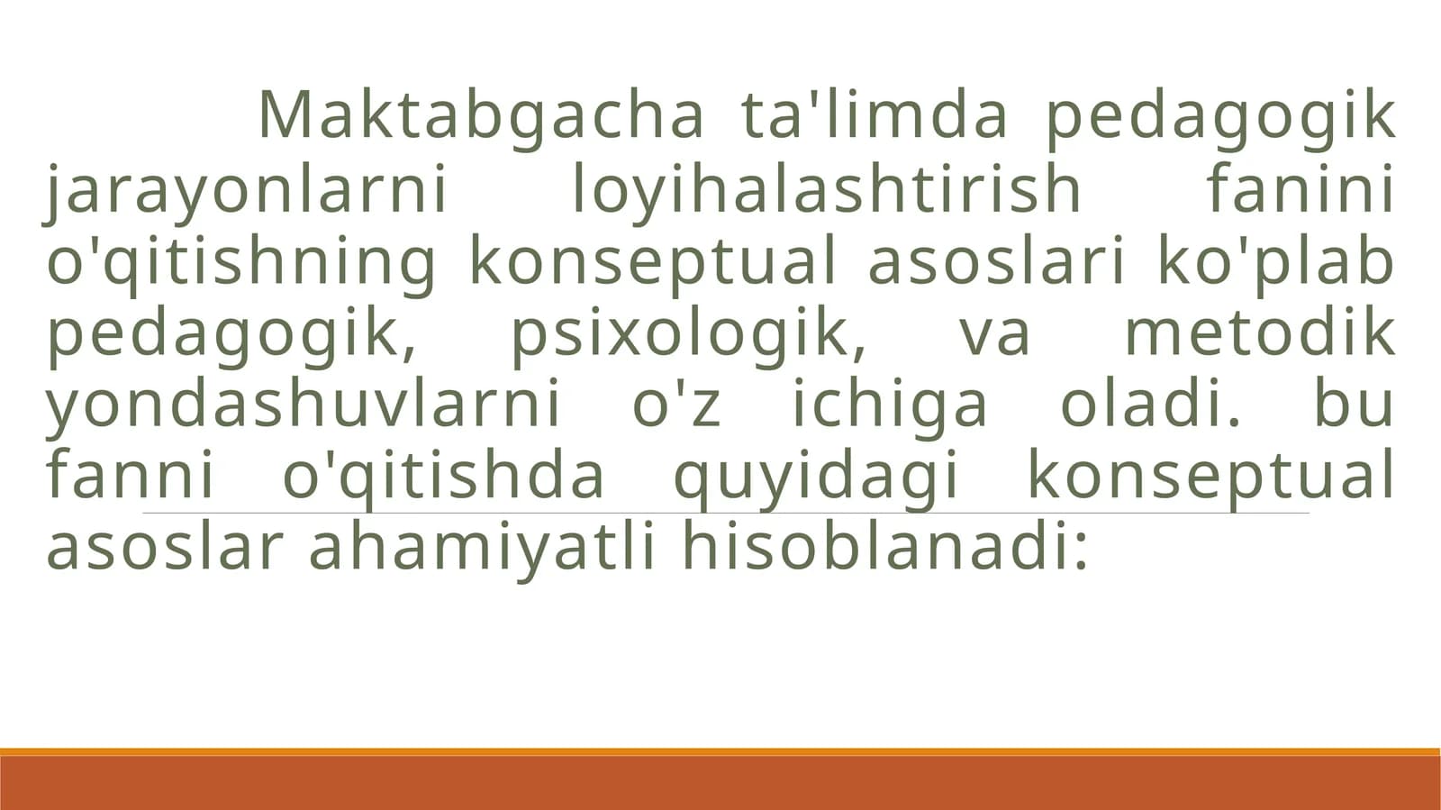 Pedagogik jarayonlarni loyihalash fanini o'qitish