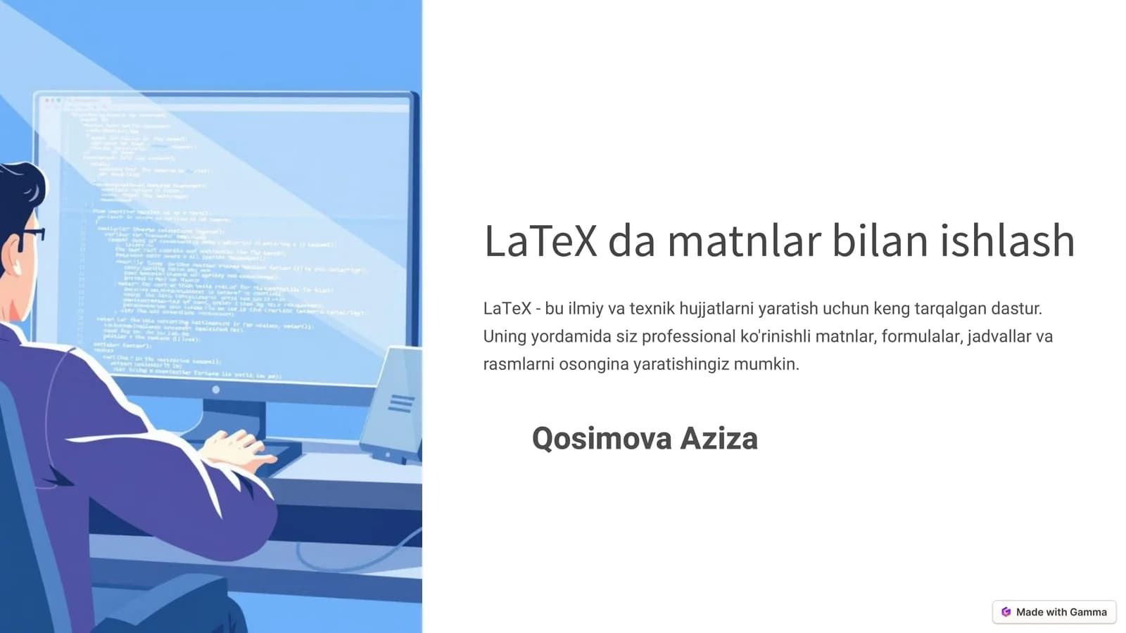LaTeX damatnlarbilanishlash