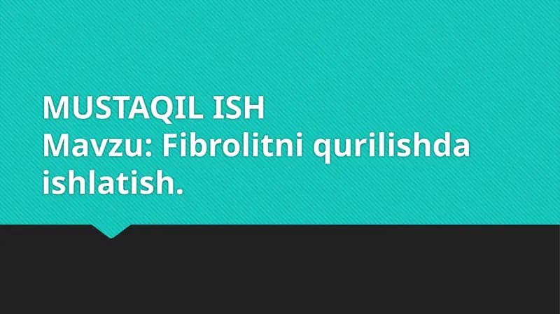 Fibrolitni qurilishda ishlatish