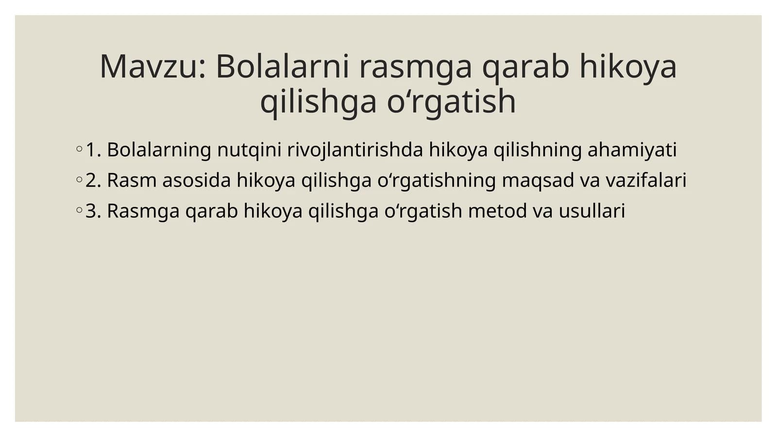 Hikoya qilishga o‘rgatish