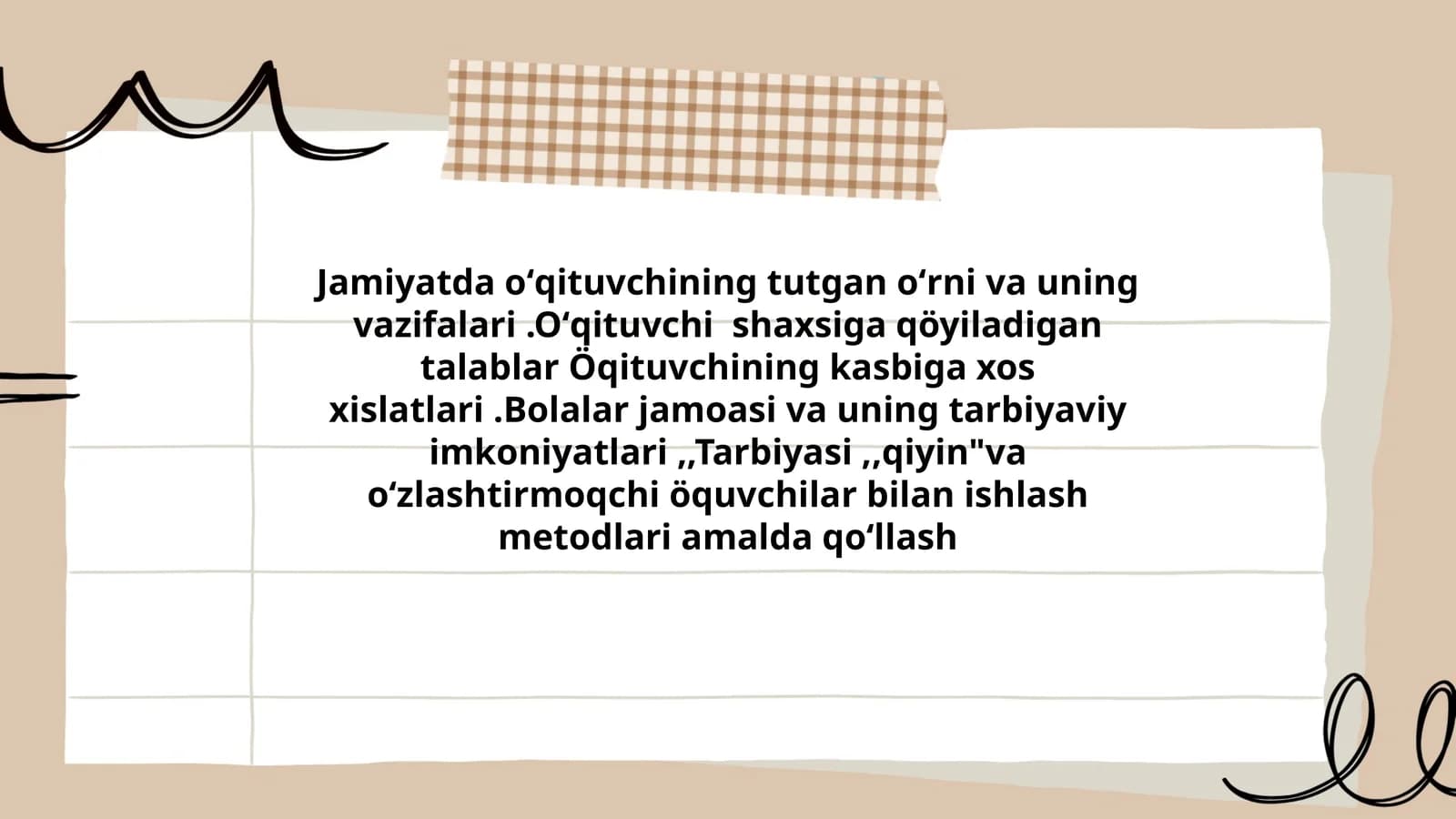 O'qituvchining vazifalari va metodlari