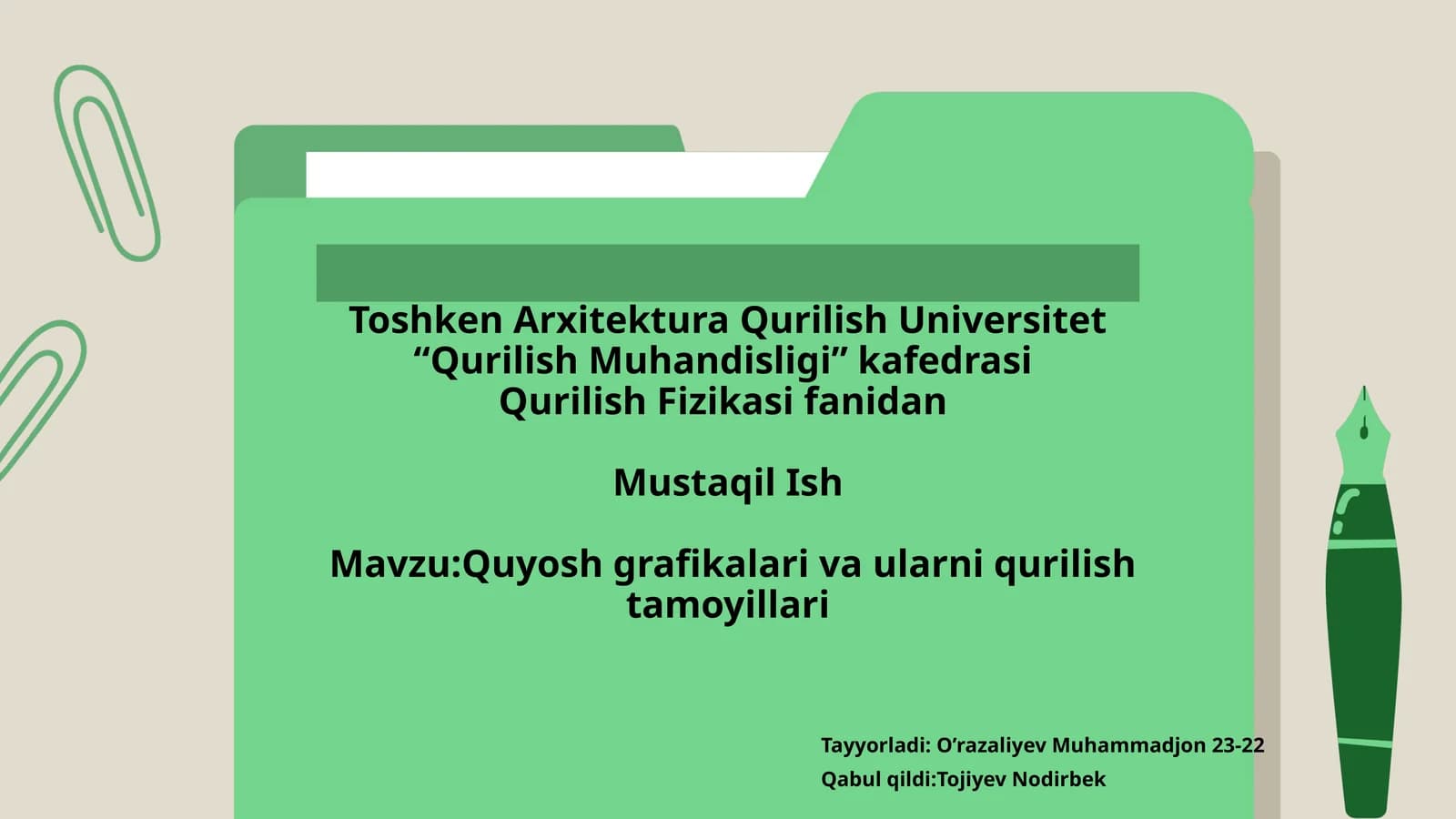 Quyosh grafikalari va ularni qurilish tamoyillari