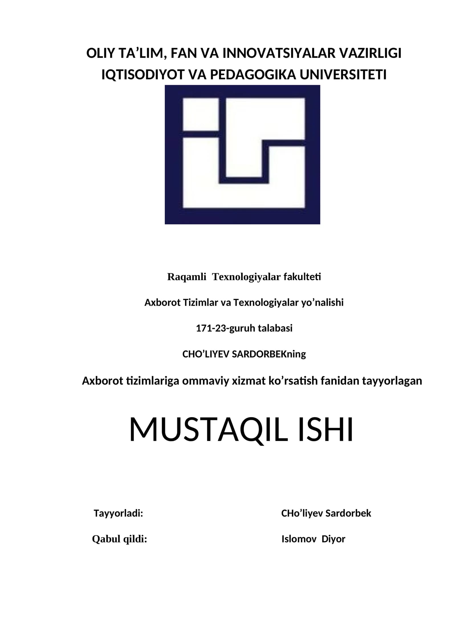 Raqamli Texnologiyalar fakulteti