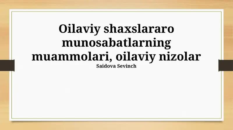 Moliyaviy muammolar va oilaviy nizolar