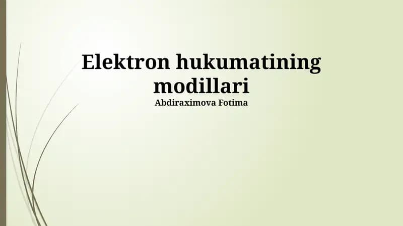 Elektron Hukumat Modellari
