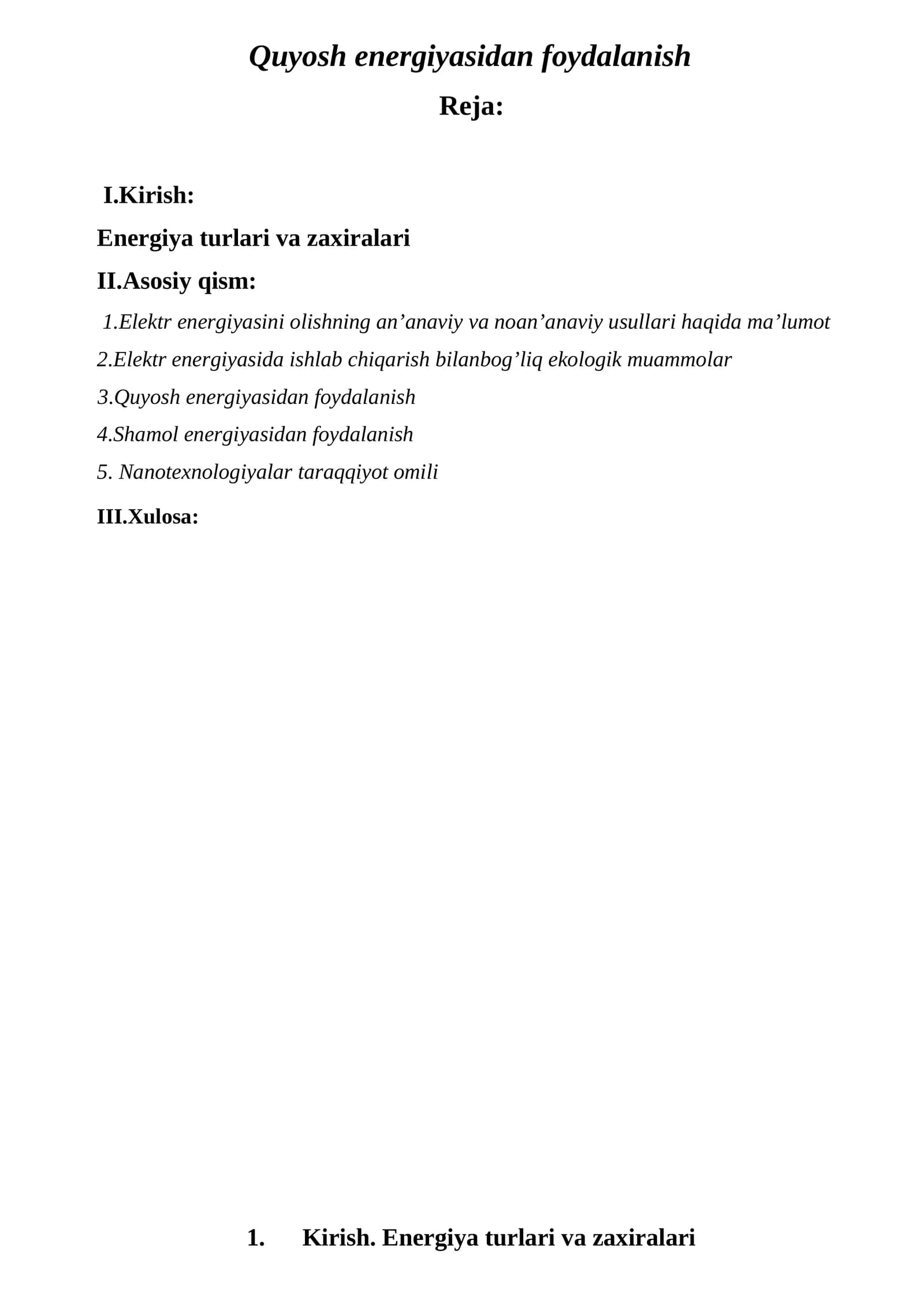 Quyosh energiyasidan foydalanish
