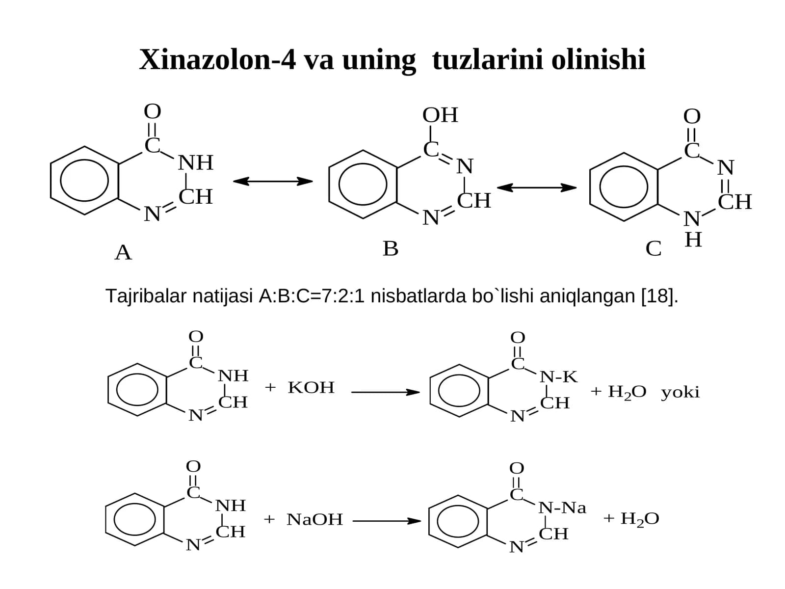 Xinazolon-4 va uning tuzlarini olinishi