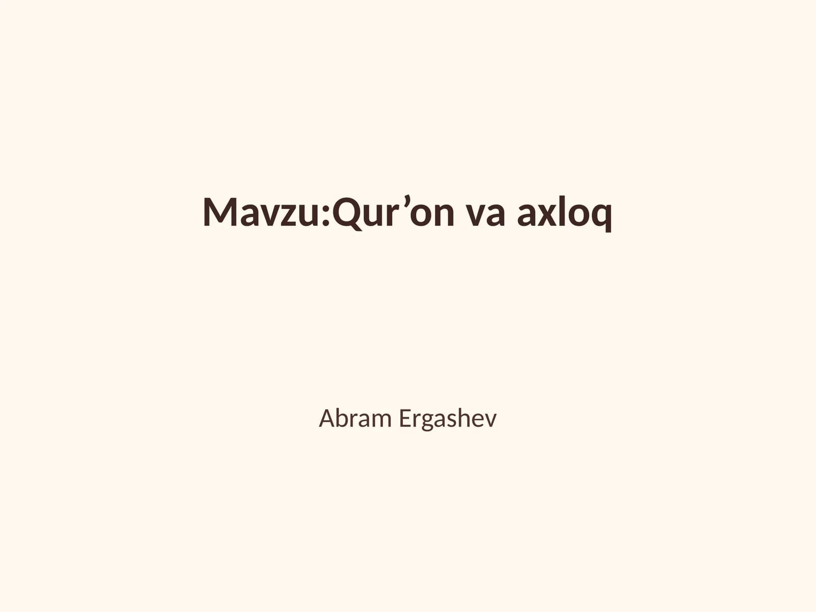 Qur’on va axloq
