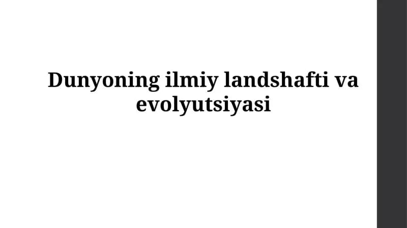 Dunyoning ilmiy landshaftivaevolyutsiyasi