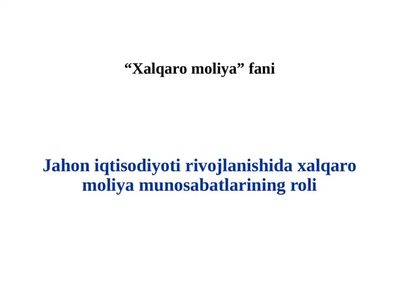 Xalqaro moliya
