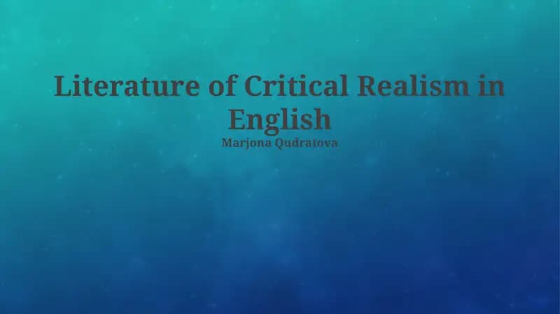 Literature of Critical Realism in English
