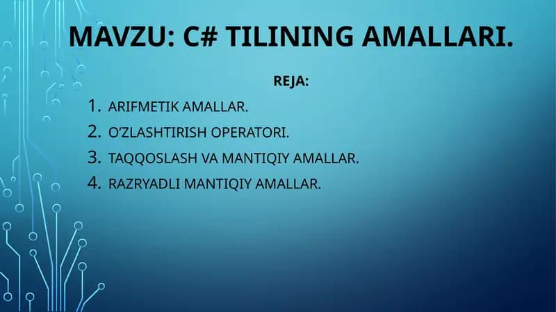 C#tilining amallari