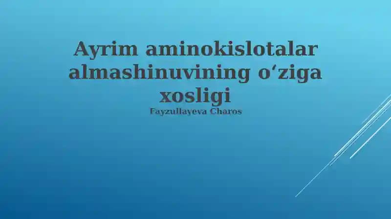 Ayrim aminokislotalar almashinuvi