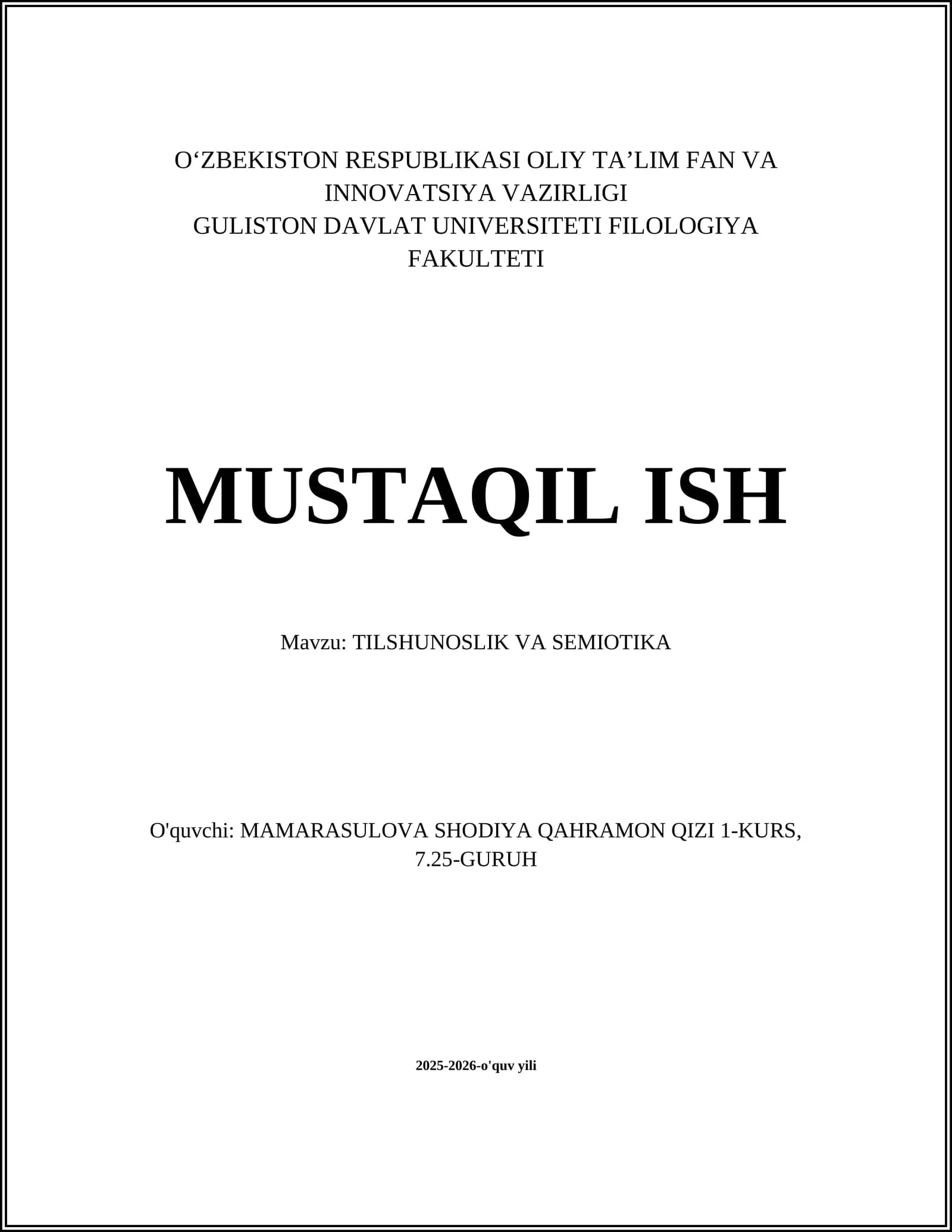 TILSHUNOSLIK VA SEMIOTIKA