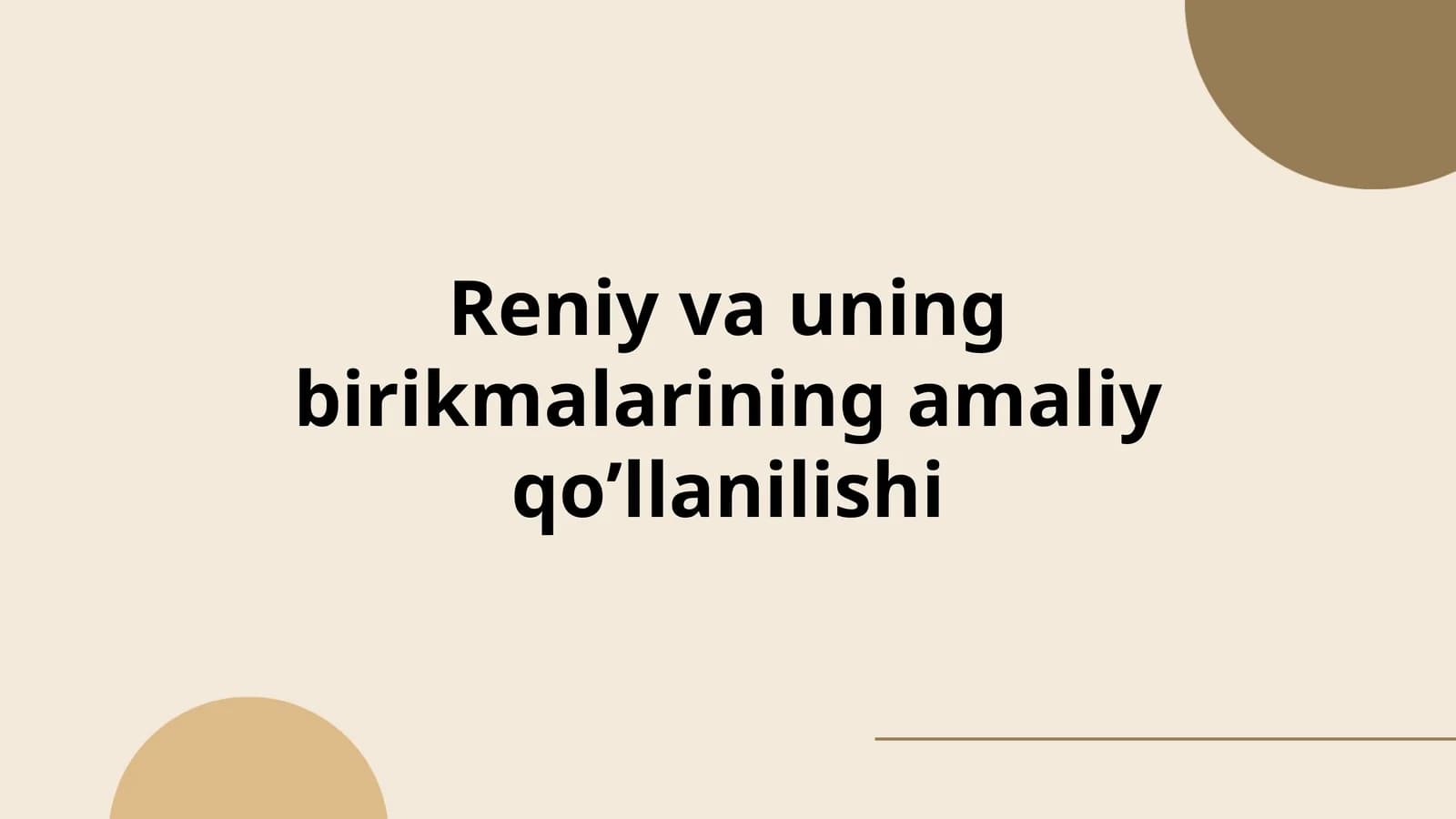 Reniy va uning birikmalarining amaliy qoʼllanilishi