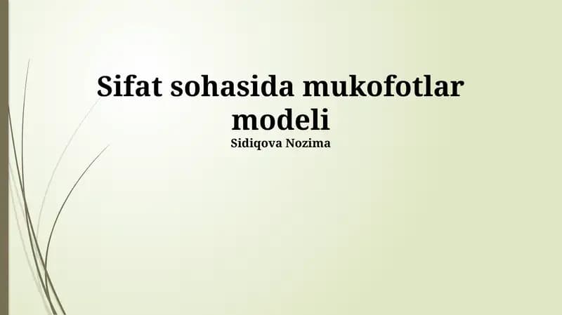 Sifat sohasida mukofotlar modeli