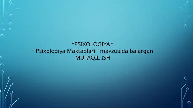 psixologiya maktablari