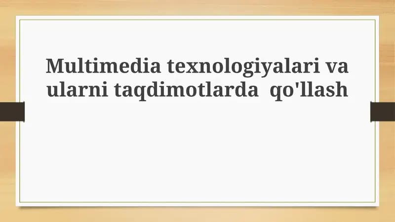Multimedia texnologiyalari