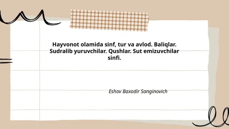 Hayvonot olamida sinf, tur va avlod