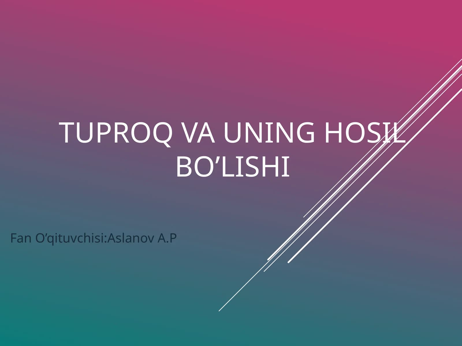 Tuproq va uning hosil bo’lishi