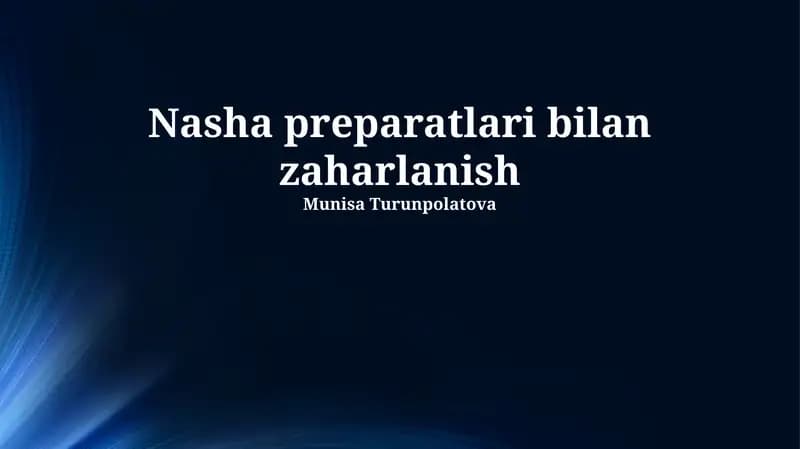 Narkоtik Dоri-darmonlar bilan Zaharlanish