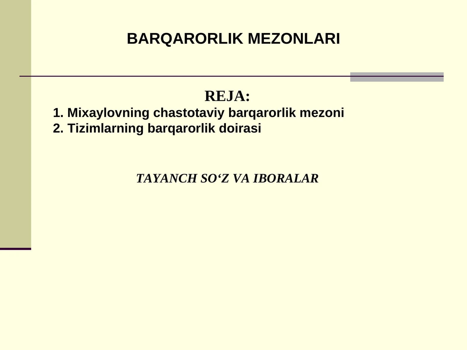 BARQARORLIK MEZONLARI
