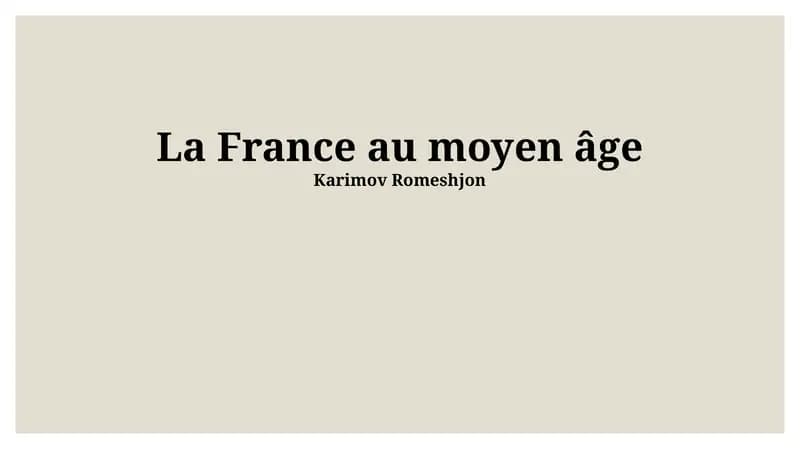 La France au moyen âge