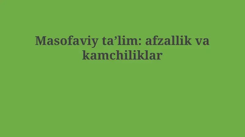Masofaviy ta'lim