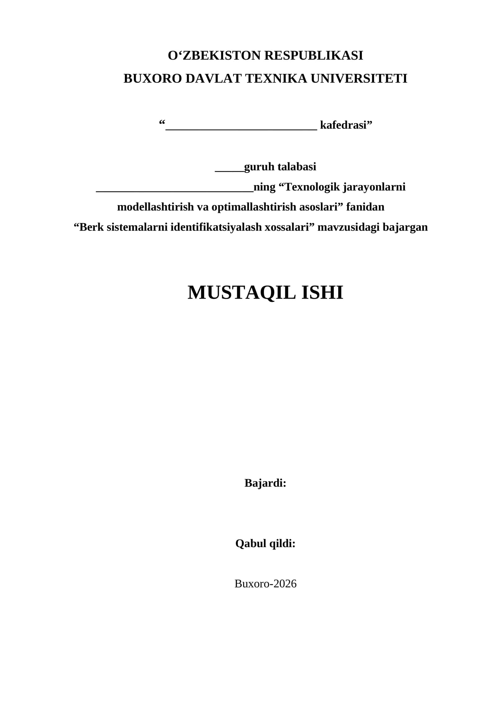 Berk sistemalarni identifikatsiyalash xossalari