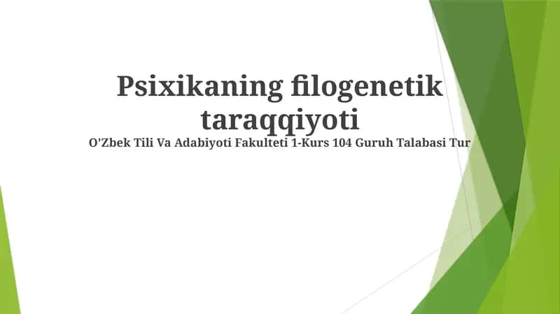 Psixikaning filogenetik taraqqiyoti