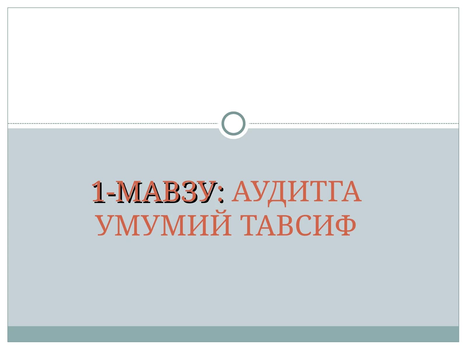 Аудитга умумий тавсиф