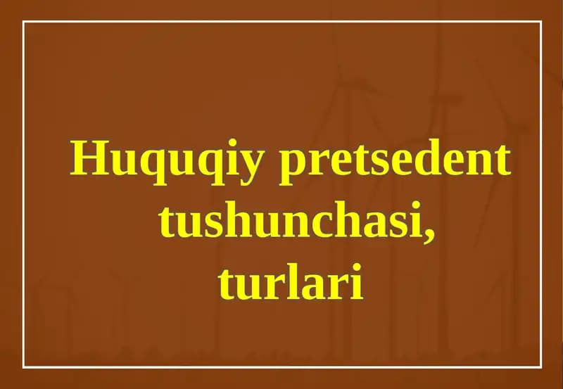 Huquqiy pretsedenttushunchasi, turlari